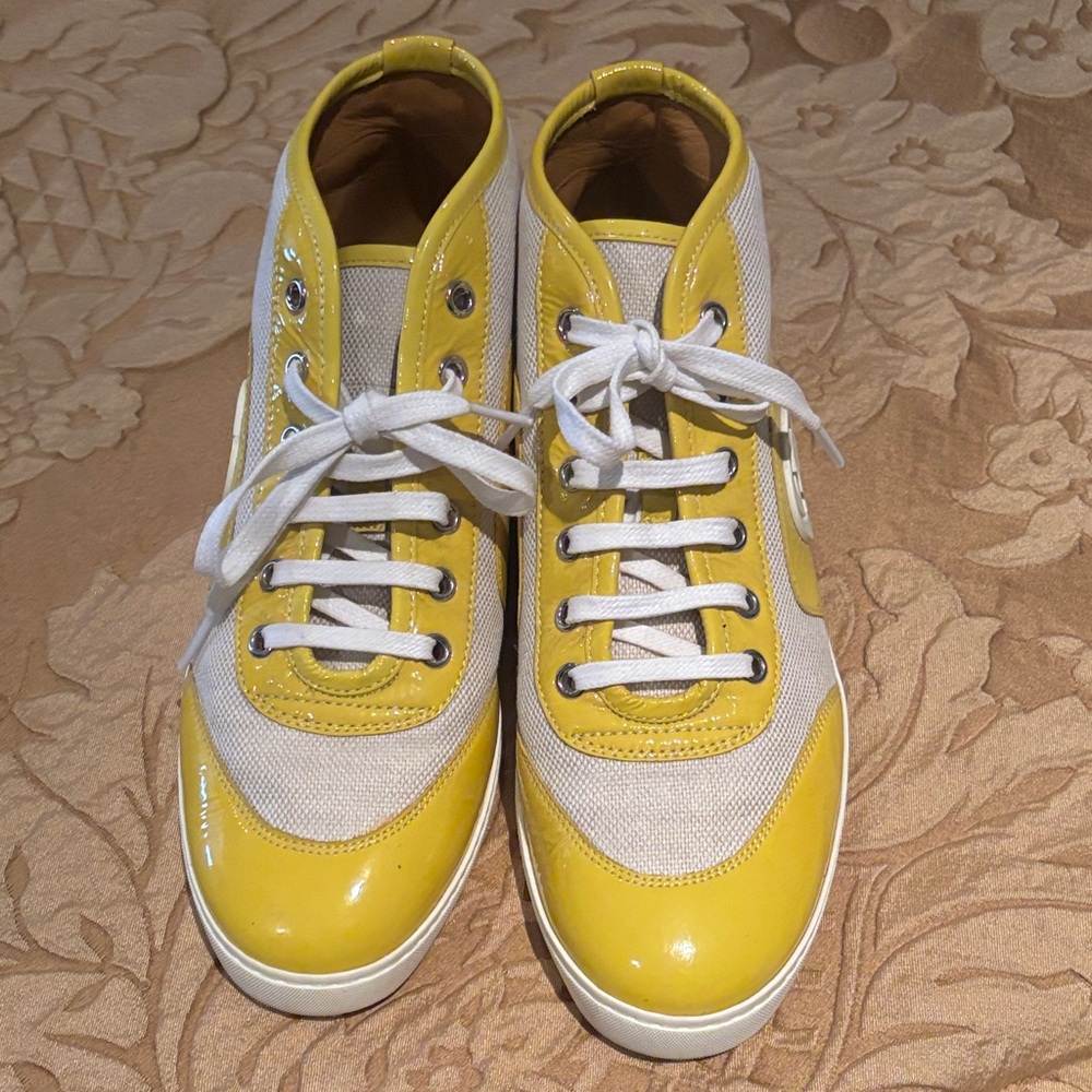 Gucci Yellow and White Leather Sneakers - Picture 2 of 6
